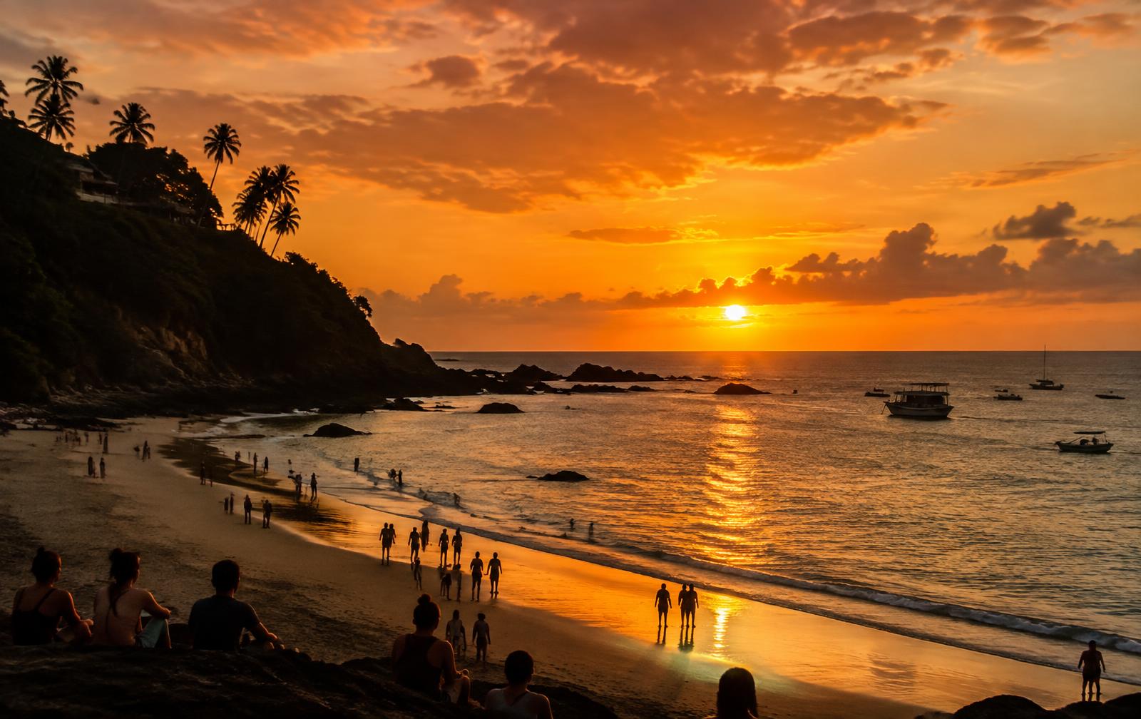 Pôr do sol na praia de Morro de São Paulo